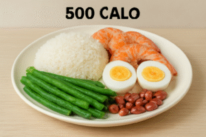 bữa cơm 500 calo tôm trứng lạc